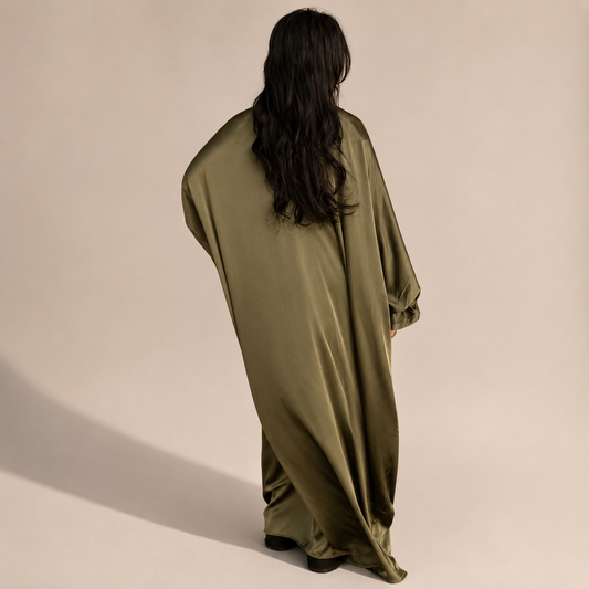 Satin Abaya Green