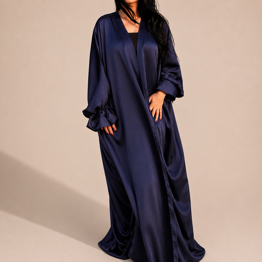 Satin Abaya Navy Blue