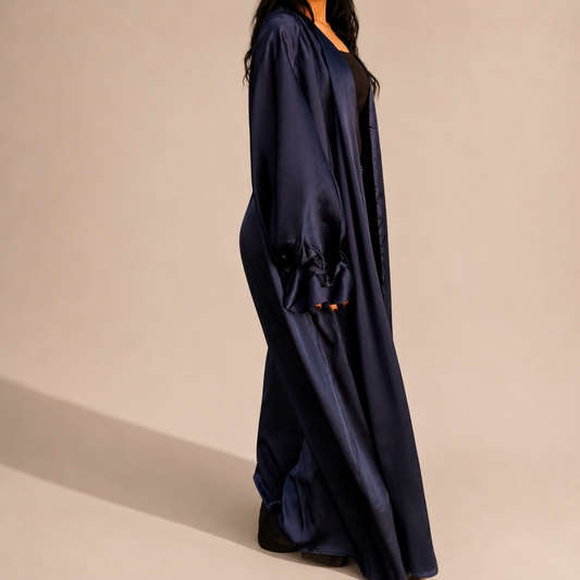 Satin Abaya Navy Blue